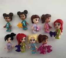 LEGO Friends Mini Doll Minifigure Lot w/ Hair Pieces, Accessories Bows Flowers