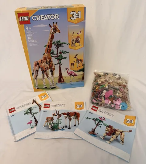 LEGO Creator 3-in-1 Wild Safari Animals 31150 780pcs Open Box All 3 Manuals