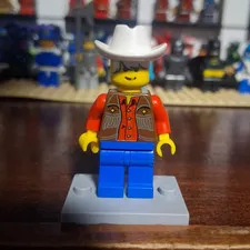LEGO Minifigures Cowboy Minifigure Red Shirt Blue Legs with White Hat
