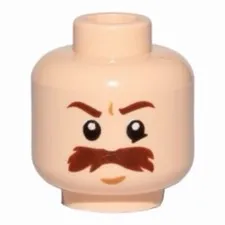 LEGO Minifigure, Head Moustache Brown Bushy Large