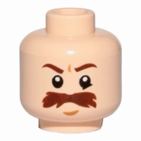 LEGO Minifigure, Head Moustache Brown Bushy Large