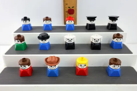 Vintage Lego Duplo Square Base Lot of 14 Figures - People and Animals