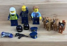 Lego City Minifigures Lot 7 Plus Accessories Police Dogs German Shepard