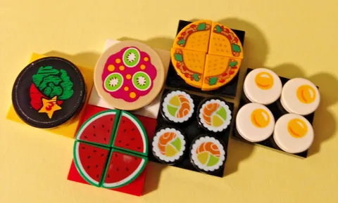 Lego Snack Miniatures - LOT OF 24 Pieces - Watermelon/Sushi/Quiche/eggs