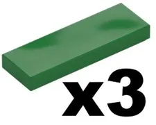 Lego 3 New TILE Green 1 x 3 Stud Smooth Plain Part 63864 GR05