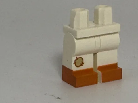 Lego Leg-Hips and Legs with Nougat Feet and Ankles and Tan Patch on Right Leg 