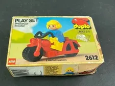 Vintage 1989 MINT LEGO DUPLO 2612 MOTORCYCLE SCOOTER with RIDER in Sealed BOX