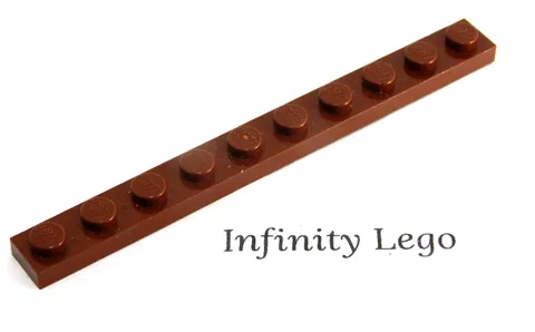 12 LEGO Reddish Brown Plate 1 x 10 (4477) - (12 Pieces)