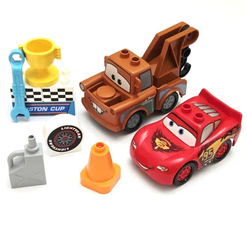 LEGO DUPLO Disney Cars Lightning McQueen & Tow Mater w/ Piston Cup Accessories