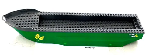 LEGO Large 40cm Boat 14 x 51 x 6 Dark Grey Top w/ Green "FARM LINE" Harbour 4645