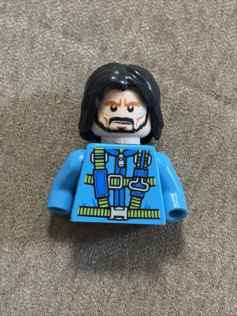 Lego Torso Dark Azure Torso Blue Lime Parachute Harness Straps Minifig Part