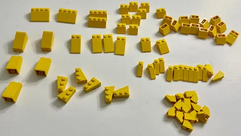 LEGO Yellow Slopes & Wedges Mixed Lot - 50 Pieces - Roof Curved Inverted Car Spa
