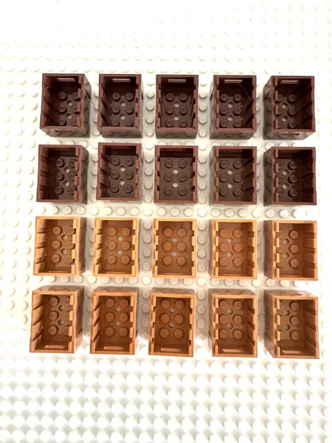 (20) LEGO Crate Container Box Lot- Tan, Dark Brown-