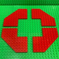 LEGO Wedge, Plate 10 x 10 with 4 x 4 Cutout & Cut Corner (2401) : Red Lot of 4