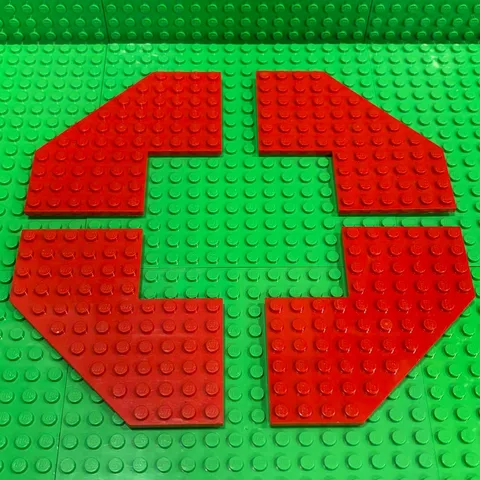 LEGO Wedge, Plate 10 x 10 with 4 x 4 Cutout & Cut Corner (2401) : Red Lot of 4