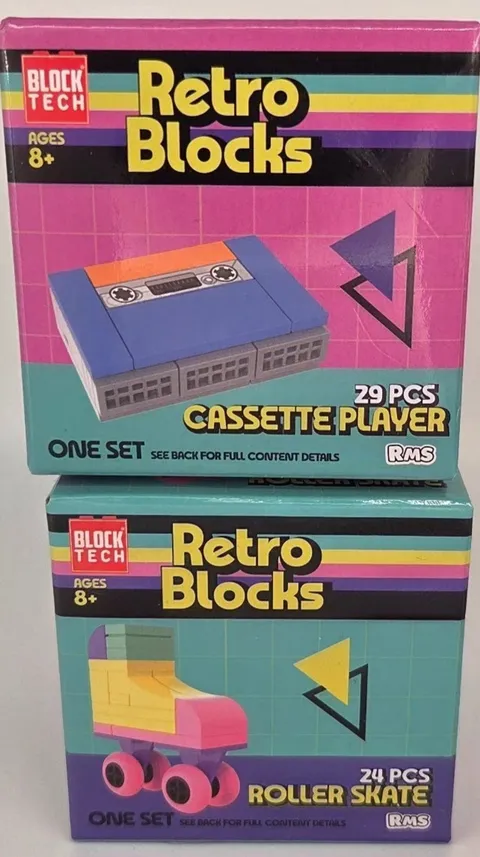 2 packs Retro Blocks MINI Block Tech - Tape Player & Skate - NEW