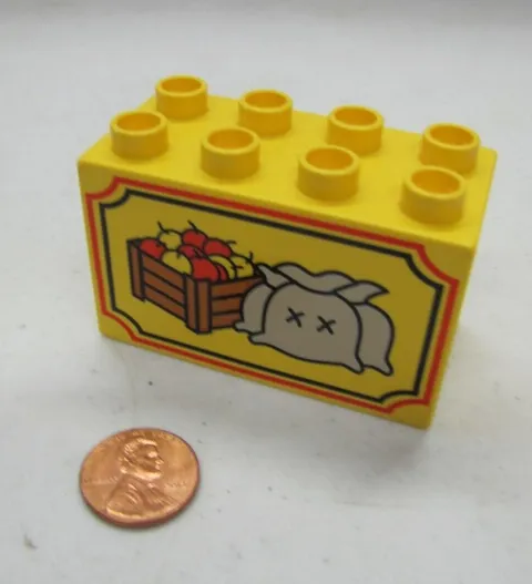 Vintage Lego Duplo APPLES CRATE GRAIN BAGS Specialty Printed Town Western Farm