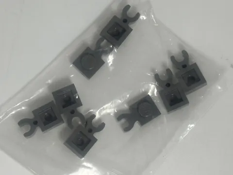 LEGO-GRAY-Plate, Modified 1 x 1 with Open O Clip Thick (Vertical Grip) 4085D