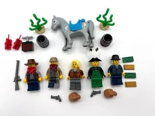 LEGO Western Cowboys cowgirl bandit banker minifig lot of 5 Horse accessories