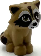 Lego New Dark Tan Raccoon Mini Doll Style with Black Nose and Mouth Part