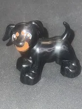 Lego Duplo Figure Dog Black w/ Brown Face Loose Figure Great Condition