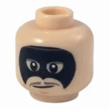 LEGO Minifigure, Head Black Domino Mask Pointed Thin Moustache