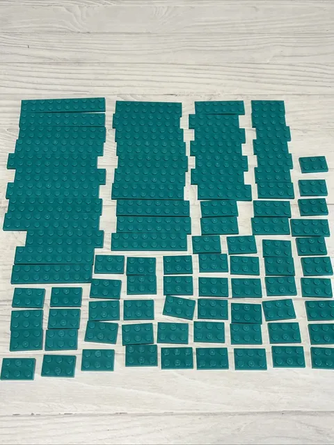 LEGO LOT DARK TURQUOISE 90 PCS 2X10 2X8 2X6 2X4 PLATE VARIETY BUILDING PIECES