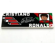Lego New Tile 2 x 6 with White CRISTIANO RONALDO Portuguese Flag