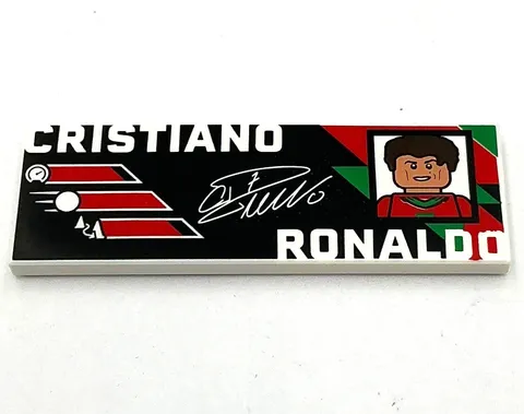 Lego New Tile 2 x 6 with White CRISTIANO RONALDO Portuguese Flag