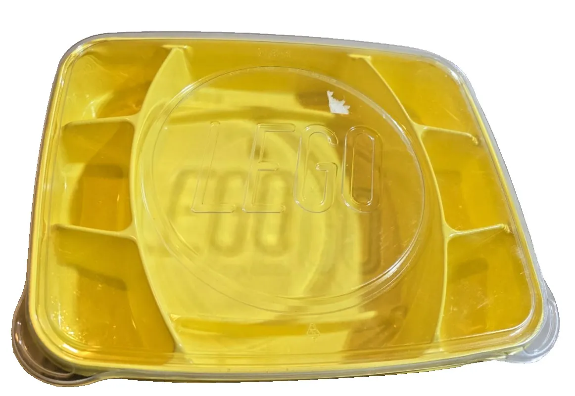 Empty Transparent Lid LEGO Logo Storage Box Tub Container Yellow Collectible