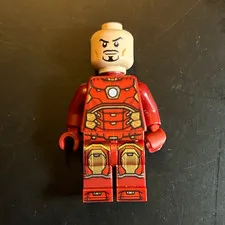 LEGO Red Armor Suit Minifigure Figure w/ 2 Heads (Angry + Goatee)