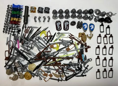 Huge LEGO Accessories Weapons Lot Castle Knights Scabbards Shields Armor Viking