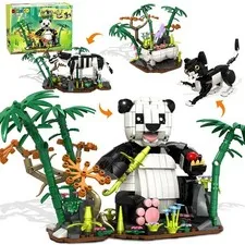 3 in 1 Wild Animals Panda Building Kit - 724 Pieces Animal Figures Panda Cat Zebra Ba...