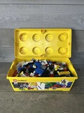 Lego Yellow 8 Stud 14"x6" Block Storage Container 4lb Vintage Blocks Cleaned