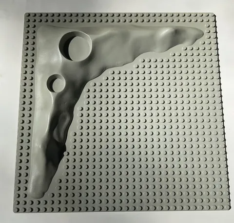 Vintage 1980s LEGO Base Plate – Lunar Space Crater Moon Raised, Old Gray – 3947a