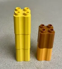 LEGO DUPLO Lot of 5 Brown Orange Yellow Tree Trunk Bricks 2x2 Indented Scalloped