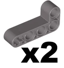 Lego Dark Gray TECHNIC Liftarm Modified Bent L-Shape 2 x 4 Qty 2 Part 32140 T1