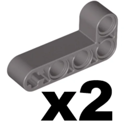Lego Dark Gray TECHNIC Liftarm Modified Bent L-Shape 2 x 4 Qty 2 Part 32140 T1