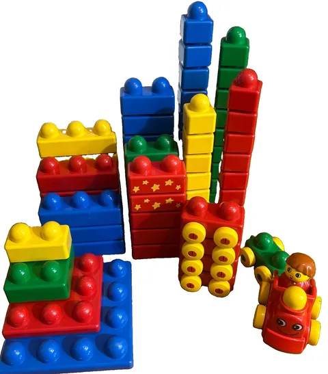 Vintage LEGO Duplo Primo Bulk Block & Vehicle Lot - 55+ Pcs w/ Rare Baseplates