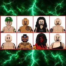 Mysterio, Cena, Kane, Undertaker, Rock, etc Custom Printed Minifigure 8 Lot WWE