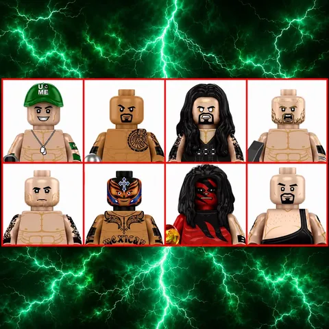 Mysterio, Cena, Kane, Undertaker, Rock, etc Custom Printed Minifigure 8 Lot WWE