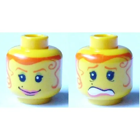 LEGO Minifigure, Head Dual Sided Female Orange Hair Tendrils inv.617