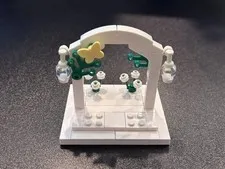 LEGO MOC City Bride & Groom Wedding Arch Stand Cake Topper Flowers Lamps