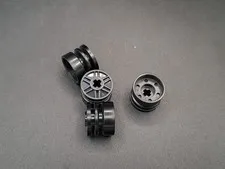 LEGO - 4x - Wheel - Tyre - 18mm x 14mm - Black - Black - 55982