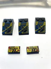 LEGO Three RoboForce Black Slope 33 3x2 & Two Black Tile 1x2 Gold Robo