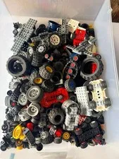 One pound of bulk Lego wheels tires rims axels car baseplates mudguards & more
