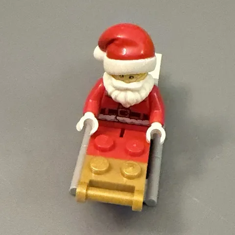 LEGO Santa Claus Minifigure w/ Red Sleigh Christmas Plastic Figure