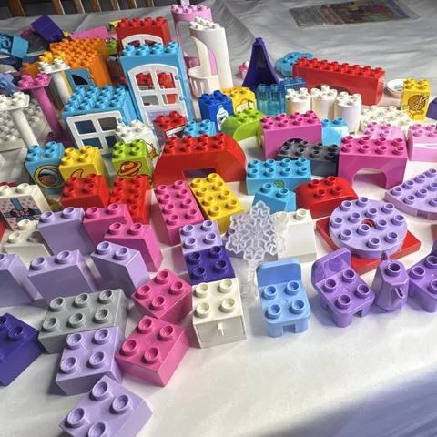 LEGO DUPLO 240 Mixed Bricks Pieces & People Minnie, Elsa Olaf. Girls.