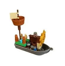 Lego Minifigure Row Boat Pirate Flag Chickens Jars Pot Wheel Blue Bird 4”