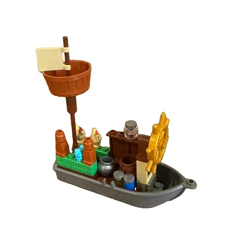 Lego Minifigure Row Boat Pirate Flag Chickens Jars Pot Wheel Blue Bird 4”